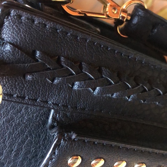 Black Leather Crossbody with Front Tassel - Picture 13 of 15